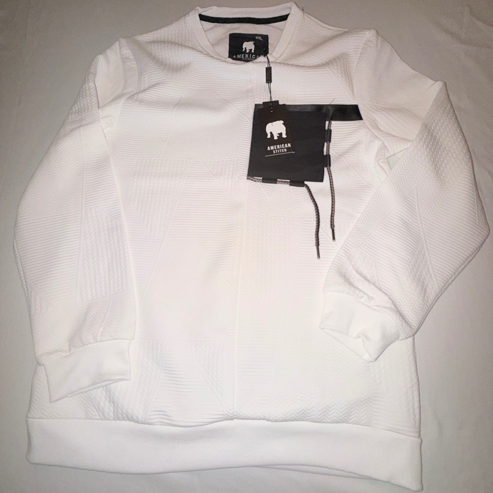 American Stitch Pullover Sweatshirt Mens XXL White NWT Textured